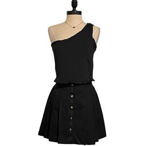 Vintage Tail Black Tennis Skirt With Ribbon And Button Details - Size 8 - EUC